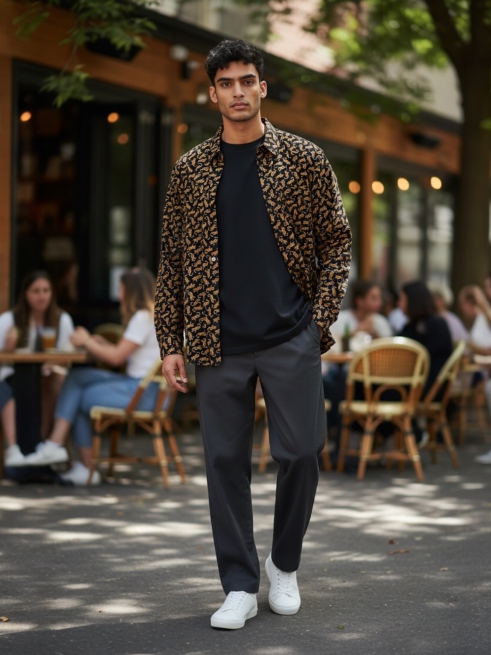 1980 Bullock & Jones Leopard Print LS Button Down